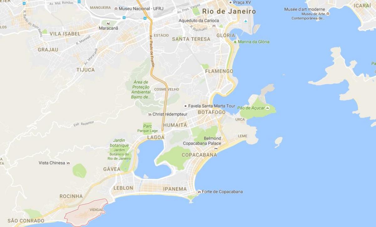 Kart av favela Vidigal