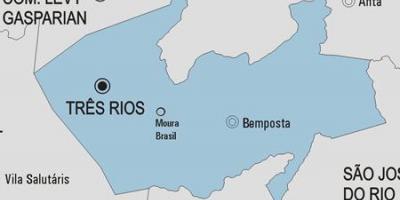 Kart over Três Rios kommune