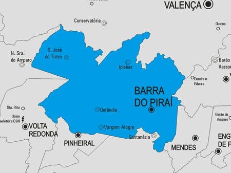 Kart av Barra do Piraí kommune