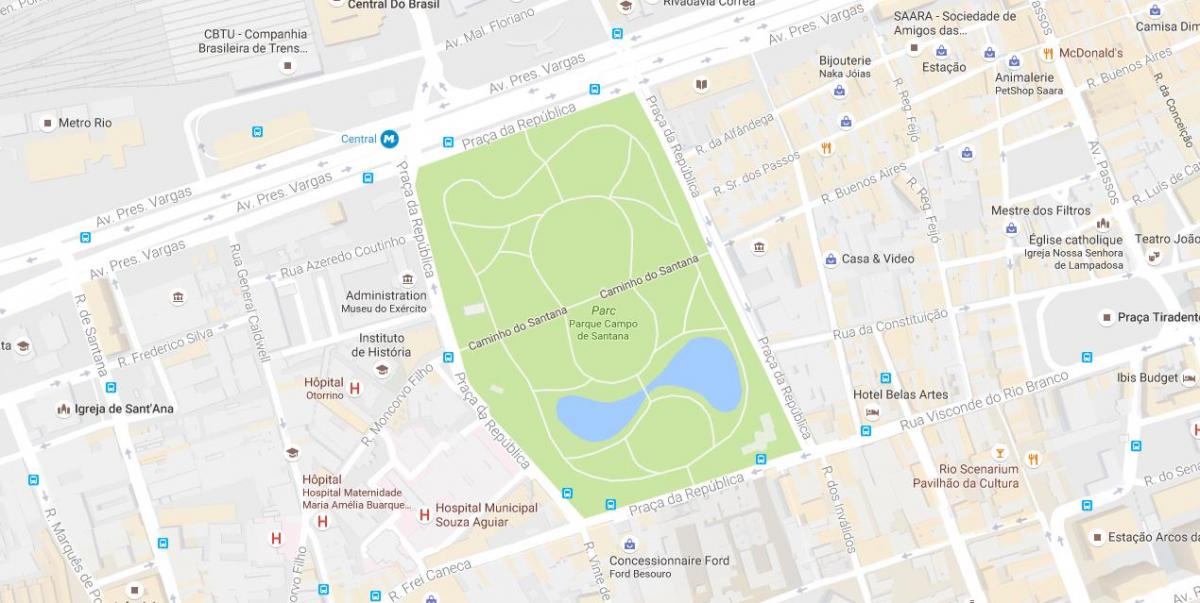 Kart av Campo de Santana park