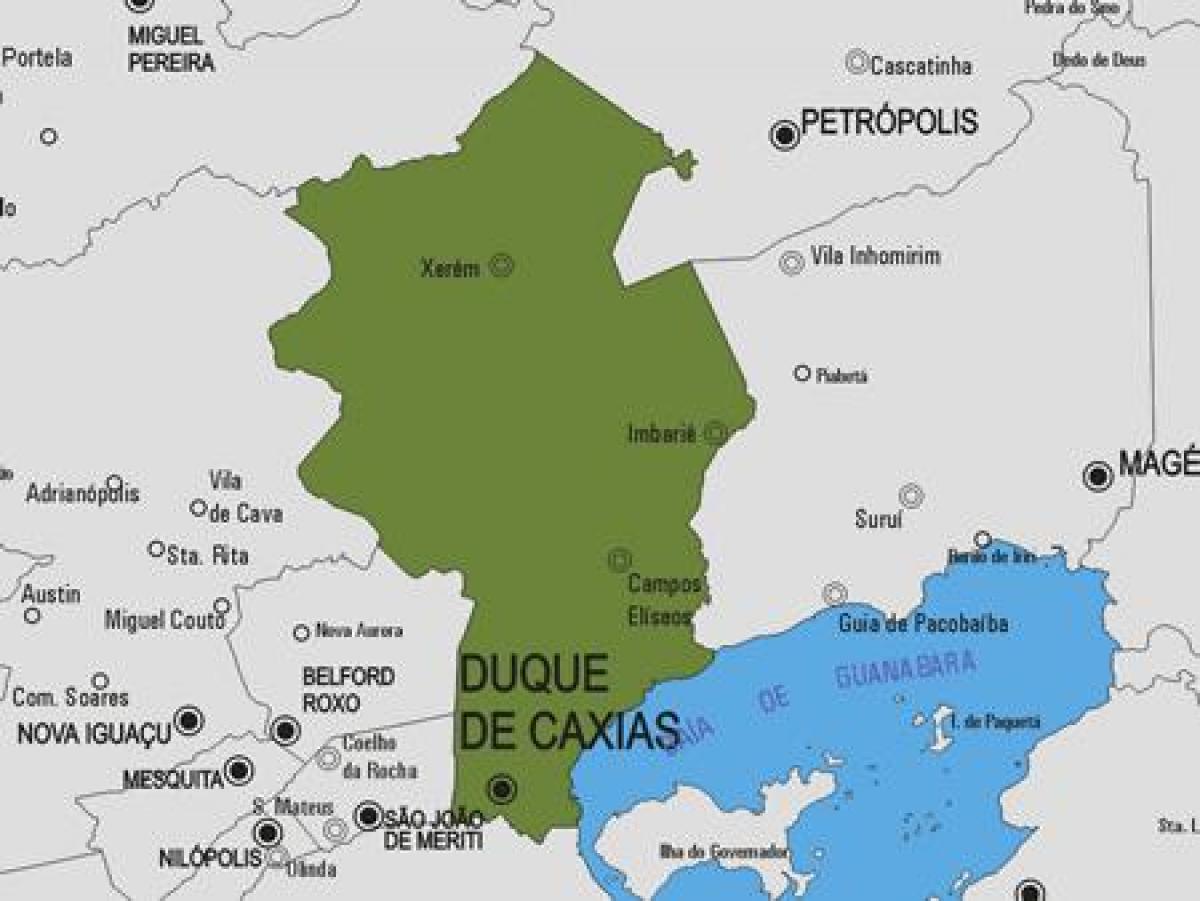 Kart av Duque de Caxias kommune