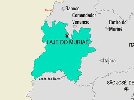 Kart over Laje gjøre Muriaé kommune