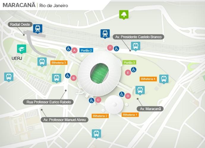 Kart over Maracanã stadion accès