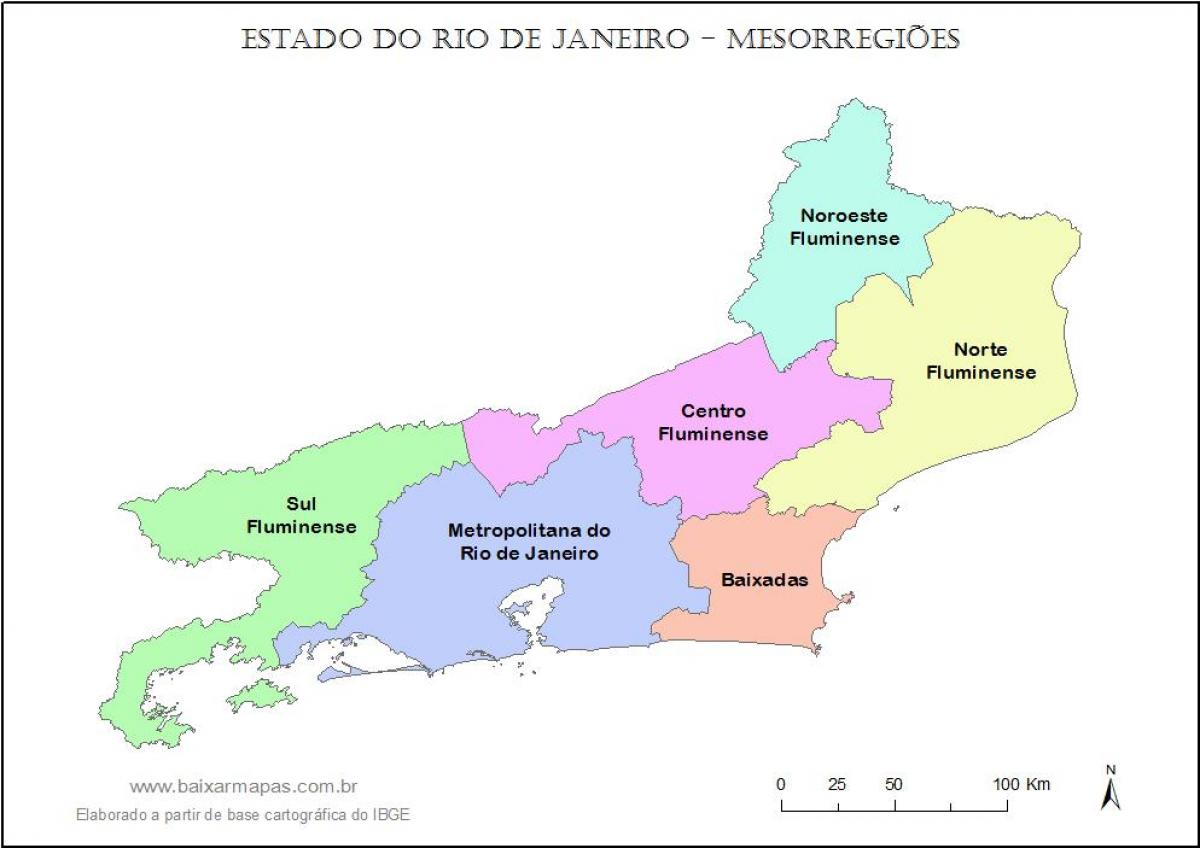 Kart over mesoregions Rio de Janeiro
