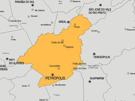 Kart over Petrópolis kommune