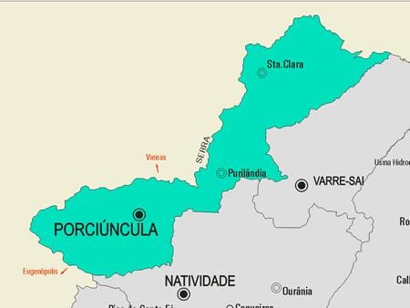 Kart over Porciúncula kommune