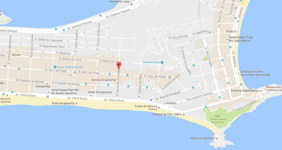 Kart over quartier homofile Rio de Janeiro