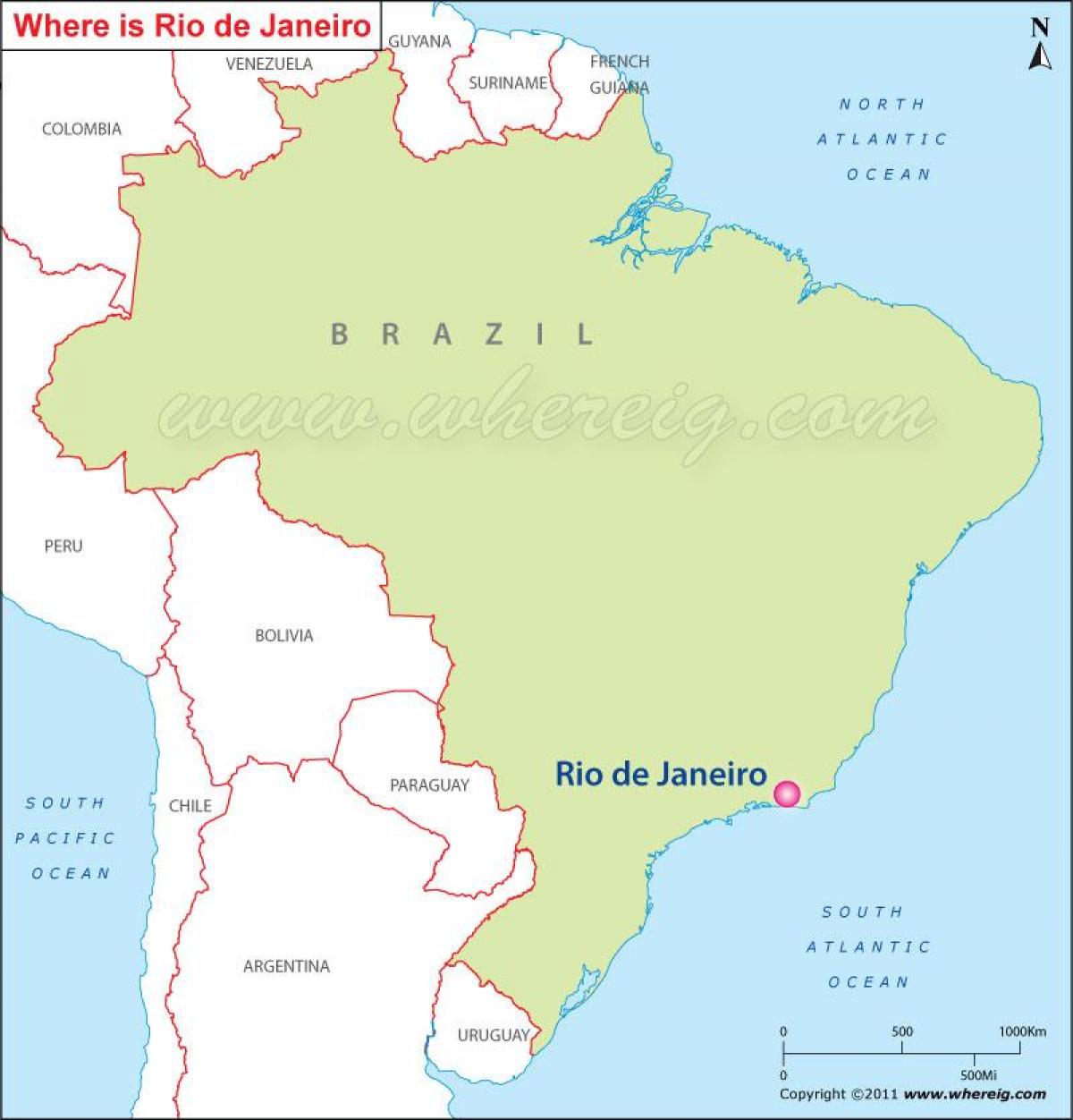 Kart over Rio de Janeiro i Brasil