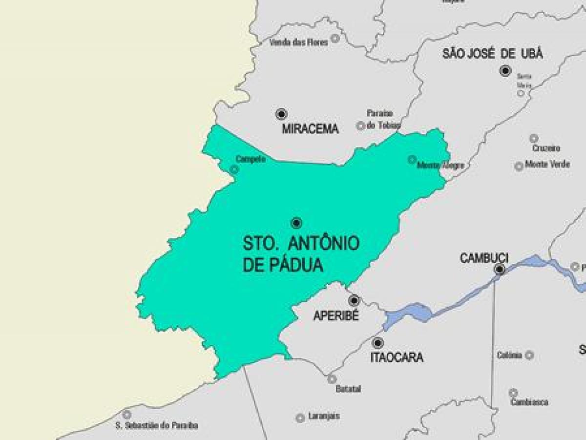 Kart over Santo Antônio de Pádua kommune