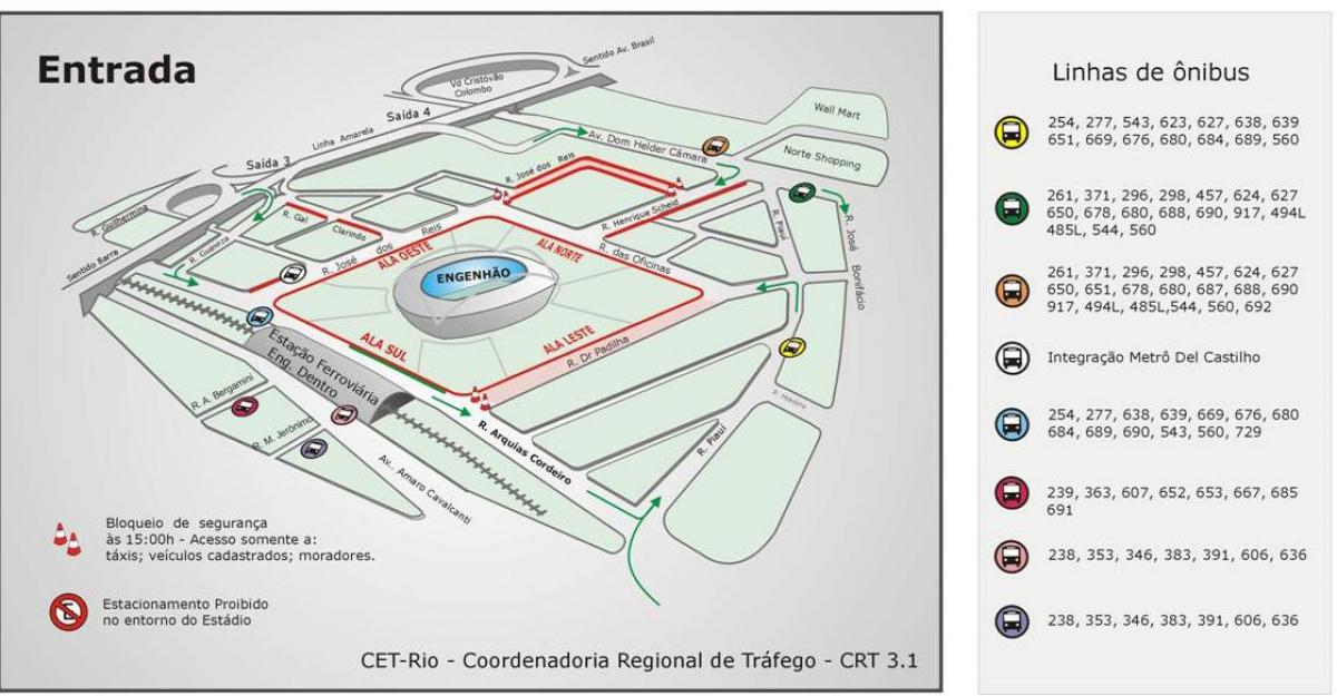 Kart over stadion Engenhão transporter