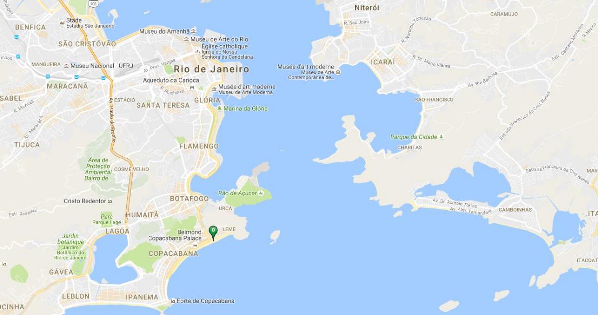 Kart over stranden Copacabana