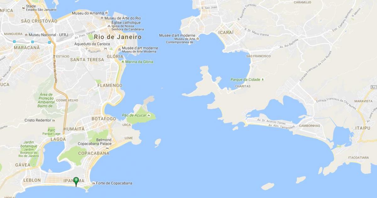 Kart over Ipanema-stranden