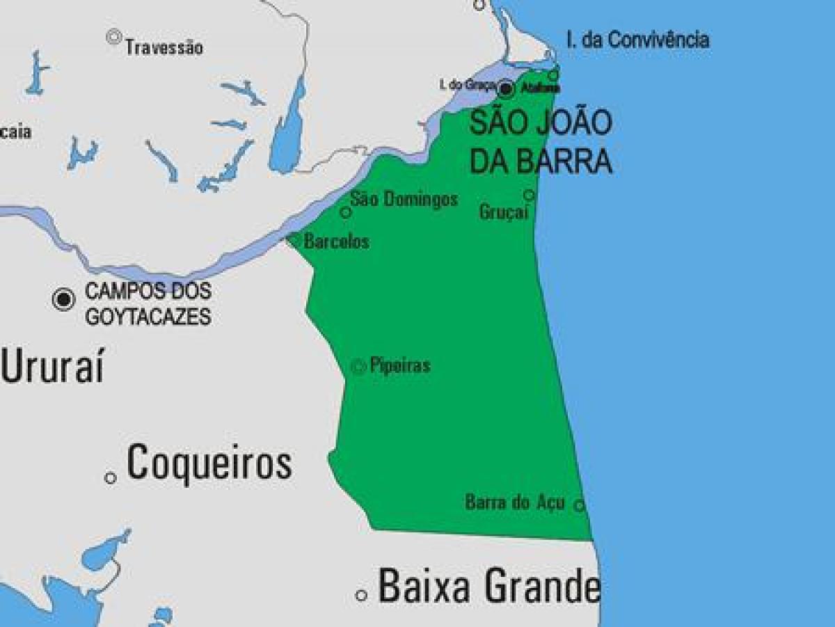 Kart av São João da Barra kommune
