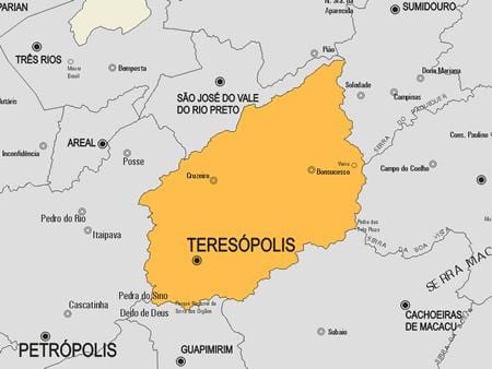 Kart over Teresópolis kommune