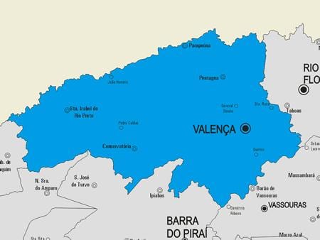 Kart over Valença kommune