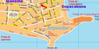 Kart over Arpoador-stranden