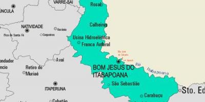 Kart av Bom Jesus do Itabapoana kommune