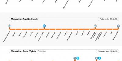 Kart over BRT TransCarioca - Stasjoner