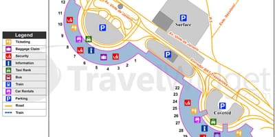 Kart over Galeão lufthavn terminal